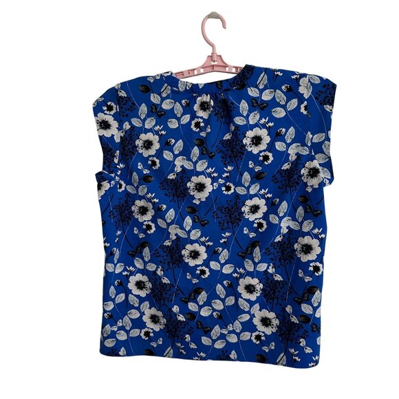 Hilary Radley Womens Blue Dark Floral Sleeveless Blouse XXL Beachy Tropical - Picture 2 of 9